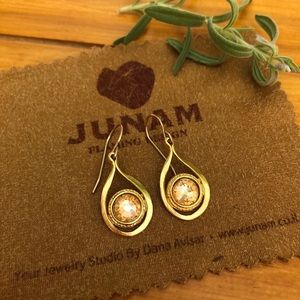 Israel Gold Gemstone Dangle Earrings